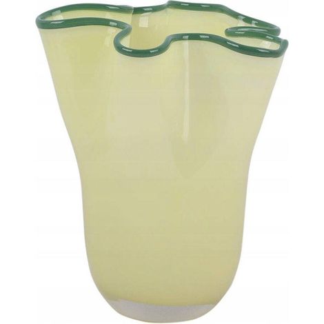 Art-pol Vaso Ruffles Medio verde in vetro decorativo