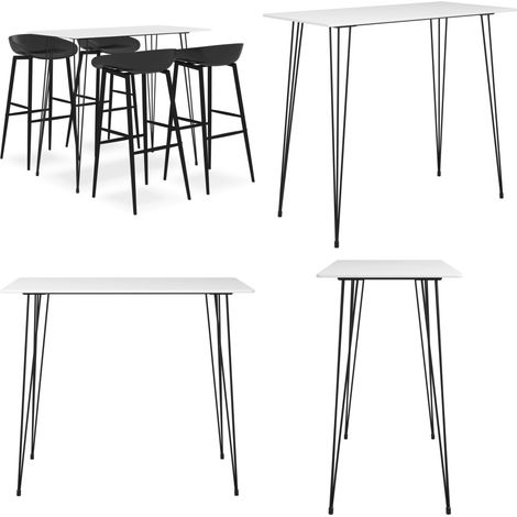 Ensemble de bar 5 pcs Blanc et noir - Ensemble De Bar - Meuble De Salle À Manger - Table De Bar - Tabouret De Bar - Mobilier Moderne - Home & Living (1/5)