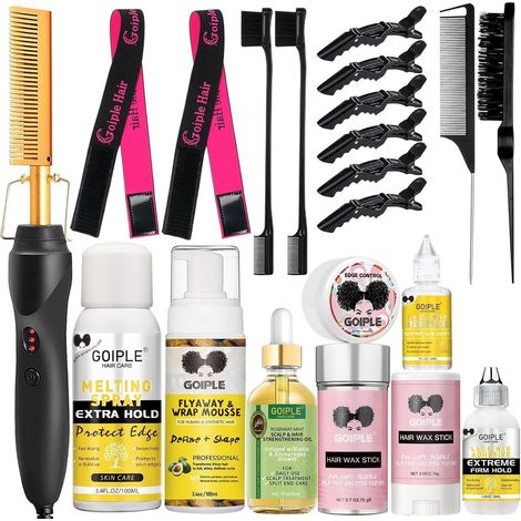 Brosse à Lisser Électrique à Peigne Chaud Avec Réglages Réglables, Peigne Chaud à Chauffage Rapide Électrique Pour Perruques, Peignes à Pression Pour Cheveux Noirs (1/5)