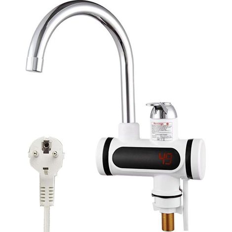 Elektrischer Heizwasserhahn – 220 V, 3000 W – Digitale LED-Anzeige – Edelstahl – Für Küche und Bad – 1 Stück (1/5)