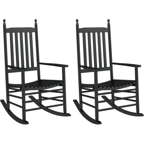 Maison Exclusive - Sedie a Dondolo Sedute Curve 2 pz Nere Legno Massello Pioppo