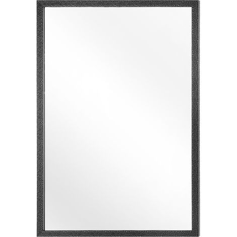 Espejo de pared marco de madera sintética negro 60 x 90 cm sala de estar contemporánea moderna Morlaix