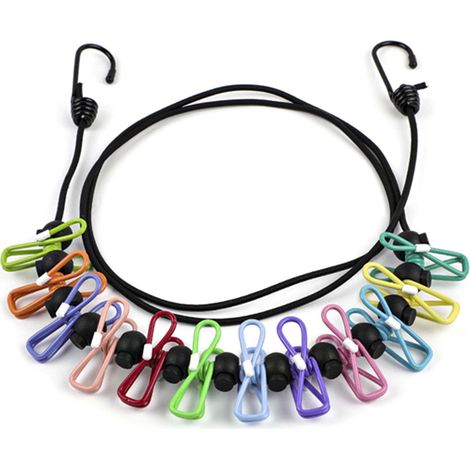 Corde à Linge de Voyage 1,8 m, Portable, rétractable, Corde à Linge de Camping avec 12 Pinces à Linge pour intérieur et extérieur, Accessoires de Camping (1,8 m) (1/5)