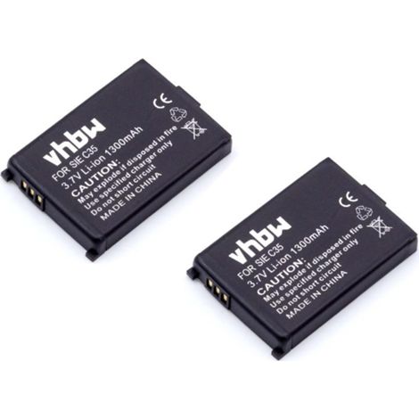 vhbw 2x Battery Replacement for Siemens L36880-N5401-A102, V30145-K1310-X127 for Wireless Landline Phone (1300mAh, 3.7 V, Li-Ion)