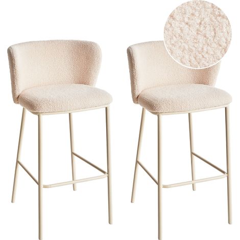 Set mit 2 Barstühlen MINA II Bouclé Hellbeige