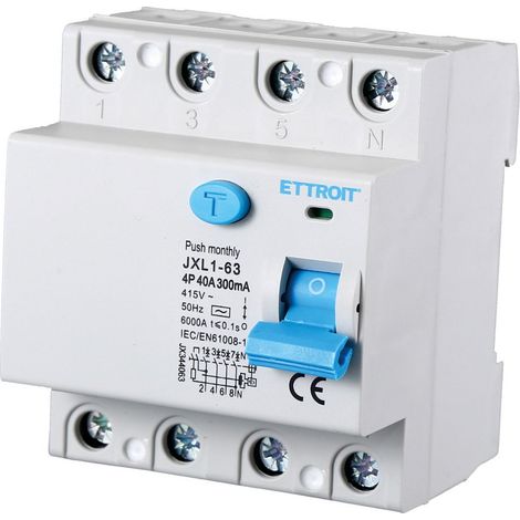 ETTROIT Reiner Fehlerstromschutzschalter 4P 40A 300mA 380V-6KA - JX344063