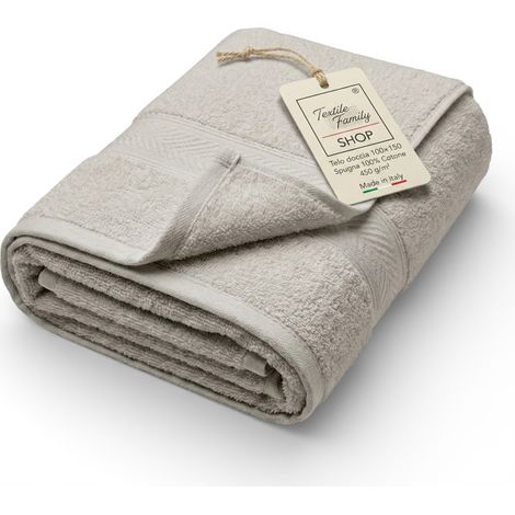Telo Doccia Luna 100x150 in Spugna 100% Cotone 450 g/m² Made in Italy
