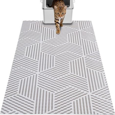 Tapis pour litière pour chat – Matelas de sol – Tapis d'alimentation – Base anti-fuites et antidérapante – Lavable en machine – Contrôle de la litière – 103 x 64 cm (1/5)