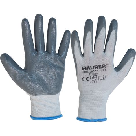 12pz - GUANTI TAGLIA 10 - DA LAVORO IN NITRILE GRIGIO "GLOVEX" MAURER
