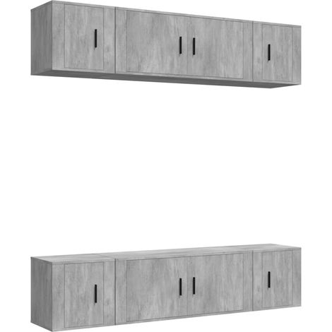 Set di mobili da 6 pezzi tra cui armadio credenza mobile TV televisore per soggiorno camera da letto salotto legno ingegnerizzato grigio 020025050