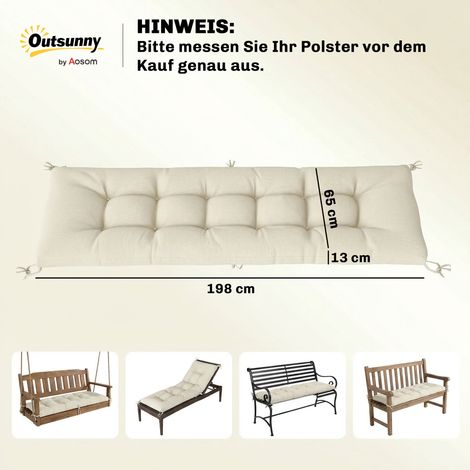 Coussin de palette amovible avec sangles de fixation, compatible avec la plupart des chaises longues, 198 x 65 x 13 cm, beige (1/5)