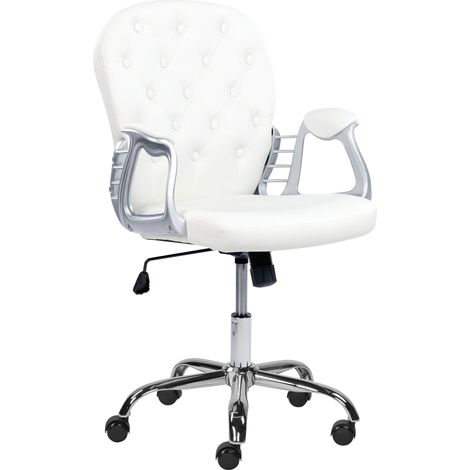 Office Chair PRINCESS Faux Leather White (1/5)