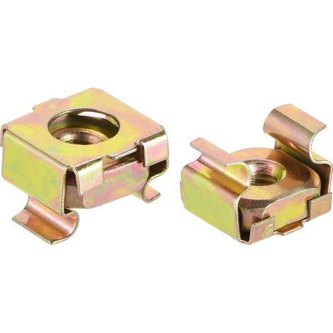 Ecrous en Cage M4 pour Armoire de Rack Serveur, en Acier au Carbone Zingué Jaune, Lot de 50 (1/5)