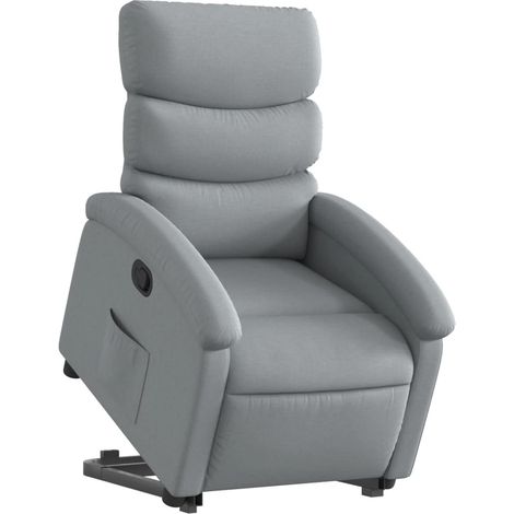 Sillón relax TV cómodo tapizado con función de elevación eléctrica en tela gris claro DEC027901 (1/5)