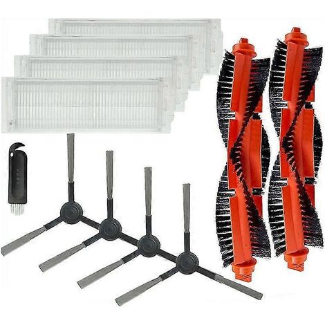 Pièces détachées pour aspirateur robot Xiaomi Styj02ym Viomi V2/v2 Pro Conga 3490 : filtre HEPA, brosse principale, brosse latérale et chiffon de nettoyage.