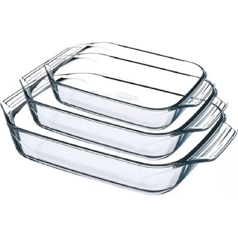 Set 3 Pirofile da Forno Py-rex Irresistible in Vetro Borosilicato Rettangolari Vetro Trasparente Teglie Per Cottura Forno Microonde Freezer Lavastoviglie Conservazione e Servizio in Tavola (1/5)