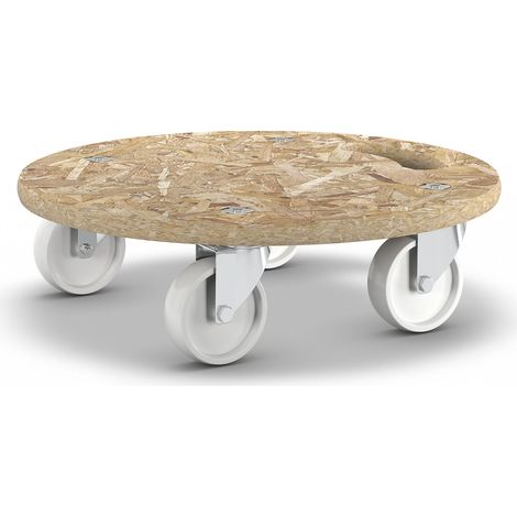 Wagner, Lot de 2 plateaux roulants en OSB, rond, Ø 380 mm,
