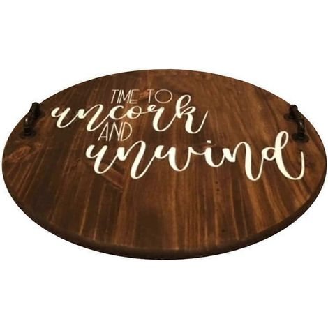 Serviertablett aus Holz mit Griffen, dekoratives rustikales rundes Tablett für Zuhause