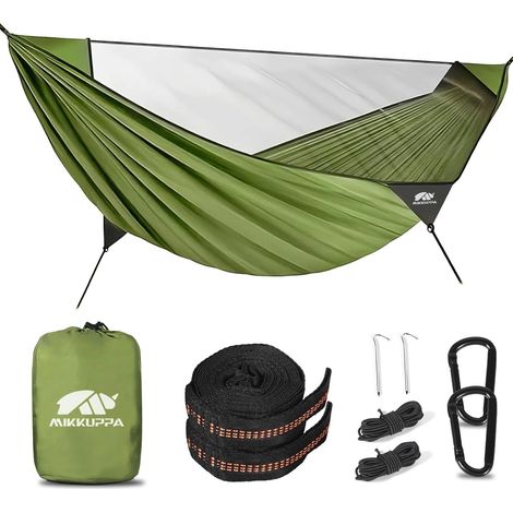 Outdoor-Hängematte mit Moskitonetz – Maximale Belastung: 350 kg – Ultraleicht – Aus Fallschirmseide – Mit Gurten – Ideal für Camping, Reisen, Wandern und Gartenarbeit