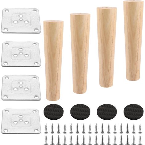 4 Pièces Pied de Meuble Bois 20 cm (1/5)