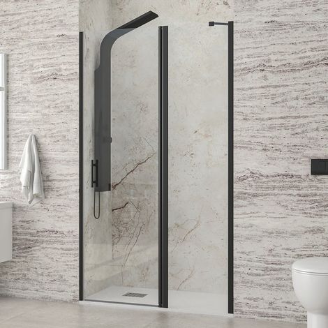 Porta doccia battente 70-75cm e fisso colore nero  KPX4000N kamalu (1/4)