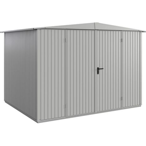 Hörmann Metall-Gerätehaus Berry Classic mit Satteldach Typ 3, 324 x 248 cm, weißaluminium, 8 m², 2-flüglige Tür (1/5)