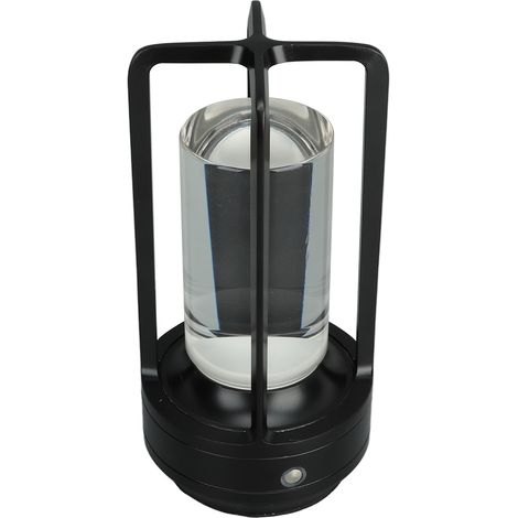 Lampadaire de table LED rechargeable sans fil, 3 couleurs, gradation sans palier, veilleuse tactile de chevet, noir (1/5)