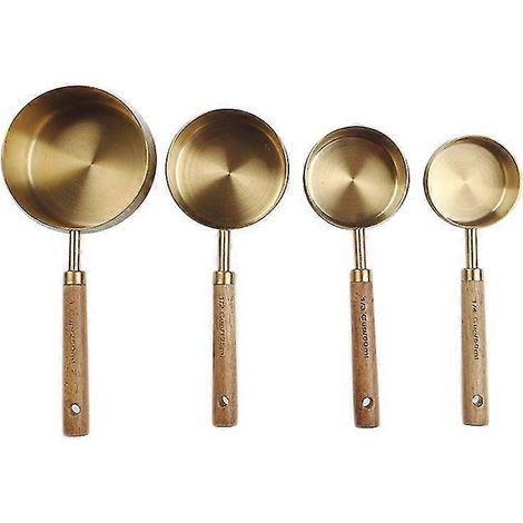 Ensemble de cuillères à mesurer avec manche en bois et cuillère à mesurer en acier inoxydable, kit d'outils de cuisson, accessoire de cuisine (1/5)