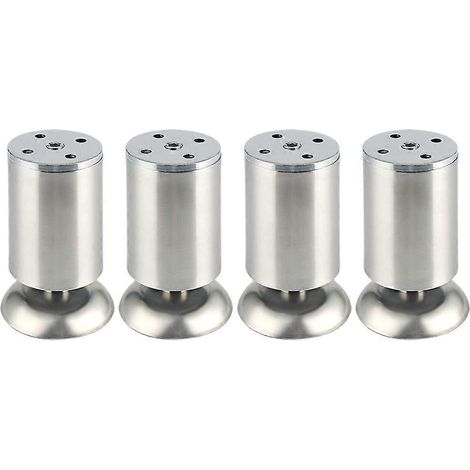 Pieds de pouf Ambry en acier inoxydable épais pour canapés, tables basses, chaises et autres meubles  pieds de meuble réglables, 4 x 2 pouces, finition brossée. (1/5)