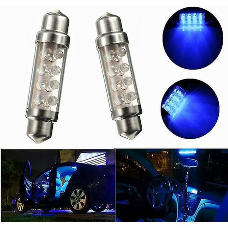 42-mm-LED-Lampe für den Fahrzeuginnenraum, 8 blaue LEDs, Soffittenform, 12 V Gleichstrom (1/5)