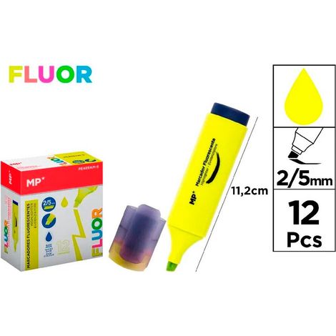 Marcador fluorescente fluor, punta 2/5 mm, amarillo, 12 uds, caja