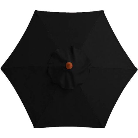 Housse de rechange pour parasol - 6 baleines -Diamètre 2m - Imperméable - Protection UV - Tissu de rechange - noir (1/5)