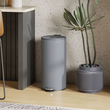 Cubo de Basura Cocina 30L con Pedal Tapa de Cierre Suave y Cubo Extraíble para Dormitorio Oficina Estudio Salón Gris (1/5)