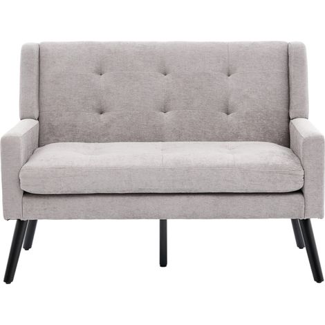 Banc 2 places en lin avec pieds antidérapants en bois massif et coussins en mousse haute densité (1/5)