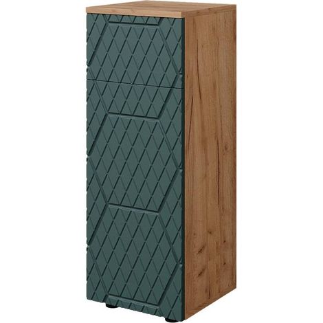 Armoire midisch Irma, Chêne de force doré, 30 x 81 cm avec 1 tiroir, 2 compartiments, salle de bain, Vicco