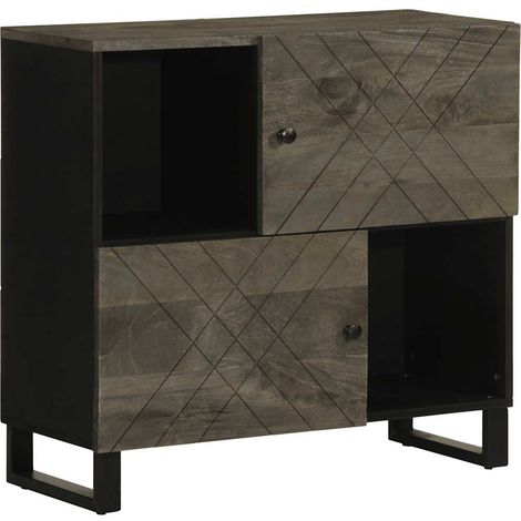 Sideboard Schwarz 80x33x75 cm Massivholz Mango