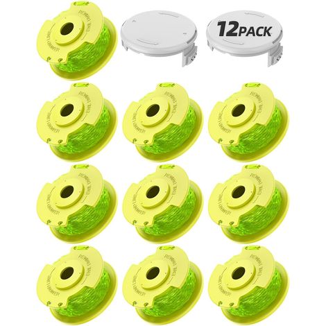 12er-Pack Ersatzspulen für Ryobi One+ AC14RL3A 18V 24V 40V Rasentrimmer, 2 mm Spulendurchmesser, 3,3 m Länge (10 Trimmerfäden, 2 Schutzhüllen)