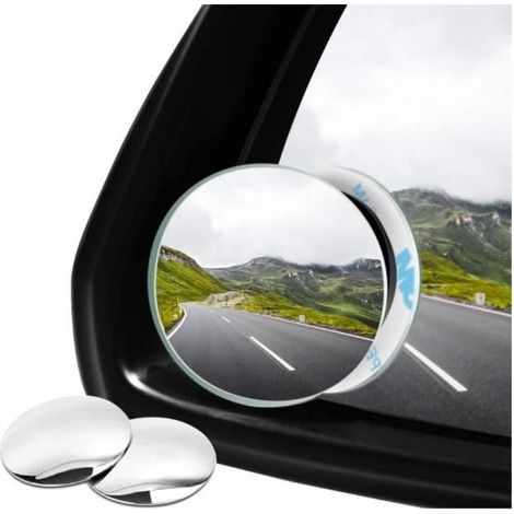2 pcs 50mm Rotatif Voiture Angle Mort Miroir sans Cadre Rond 360°Rotate HD Verre Auto-adhésif Convexe Vue Arrière Côté Miroir Angl