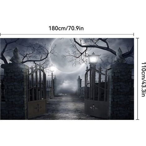 Halloween-Fotohintergrundstoff 180 x 110 cm Vollmond der Geistertür Dekoration zum Thema Halloween-Party (1/5)