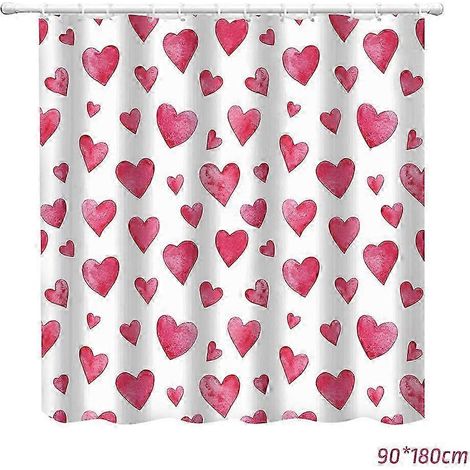 Rideau de douche imperméable en forme de cœur pour la Saint-Valentin avec œillets métalliques - 90 x 180 cm - 1 (1/5)