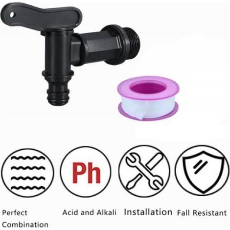 2Pcs Robinet Cuve Plastique, Adaptateur de boîte de Rangement d'eau IBC 3/4" Robinet pour Citerne De Pluie Robinet de Rechange (1/5)