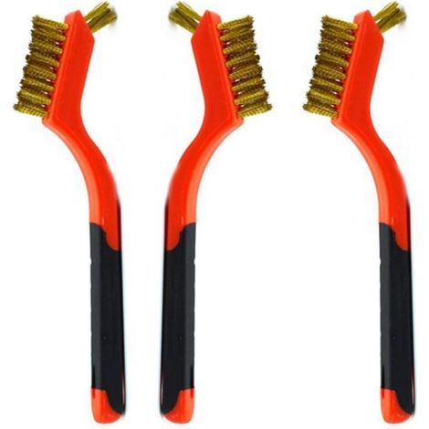 Brosse En Fil De Cuivre - 18 Cm - Pour Nettoyage Metal Rouille Peinture - Lot De 3 (1/4)