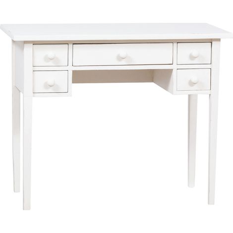 Table basse de bureau en massif tilleul avec finition blanche patinée (1/5)