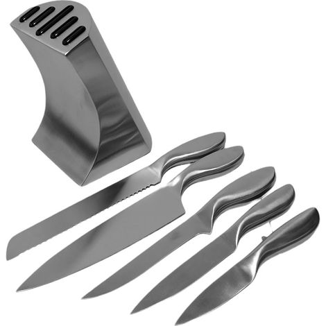Ceppo porta coltelli da cucina professionali in acciaio inossidabile per cuoco ristorante set da 5 (1/5)