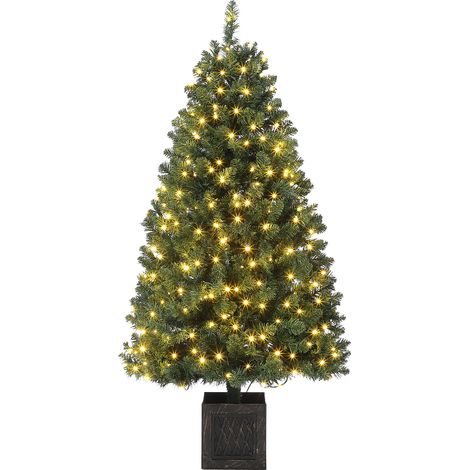 Sapin de Noël artificiel de 145 cm avec 300 éclairages, 8 modes, blanc chaud, avec pot lumineux vintage, décoration de Noël pour Décoration de Noël pour la maison, le bureau (1/5)