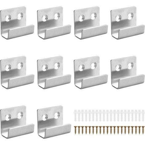 10 Pièces Support de Affichage de Carreaux de Céramique, Crochet Robuste Carreaux, Equerre en U pour Fixation Miroir Mural pour Bain Cuisine Garage (Acier inoxydable) (1/5)