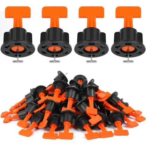 Kit de Nivellement Carrelage 100 Pièces, Nivellement Carrelage avec 2 Clés, Matériel PP et Acier Nicken-Manganèse, Système de Nivellement pour Briques 1.5-6mm, Panneaux 5-17mm