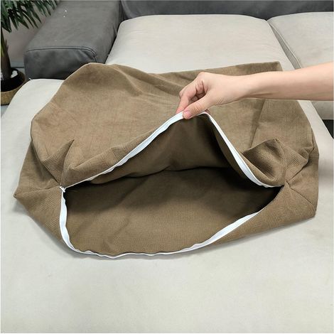 Housse de Coussin Lavable Brun café avec Fermeture Éclair 60 × 50 × 10 cm, 1 Pièce pour Canapé Salon Chambre, Garniture Non Incluse