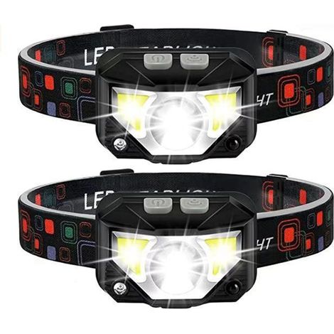 Lampe frontale à LED, super lumineuse, 18 000 lumens, 8 modes, rechargeable, étanche, avec lumière rouge clignotante, pour le camping, la pêche, le cyclisme, la randonnée, la lecture, IPX5 (1/5)