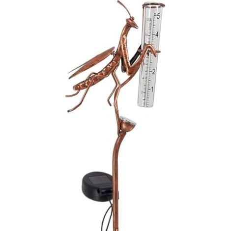 Pluviomètre à énergie solaire – Statuette décorative phosphorescente en métal pour jardin, pelouse, allée, patio (1/5)